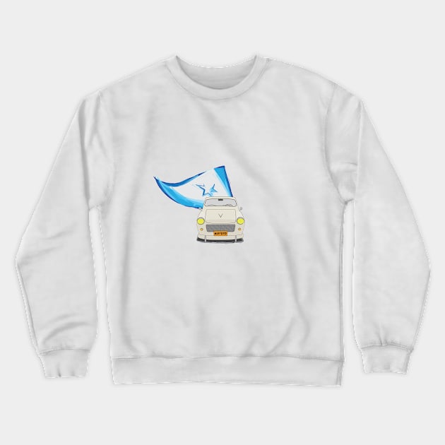 An Illustration of The Israeli Sussita Car from the 70s with the Israeli Flag Crewneck Sweatshirt by ibadishi